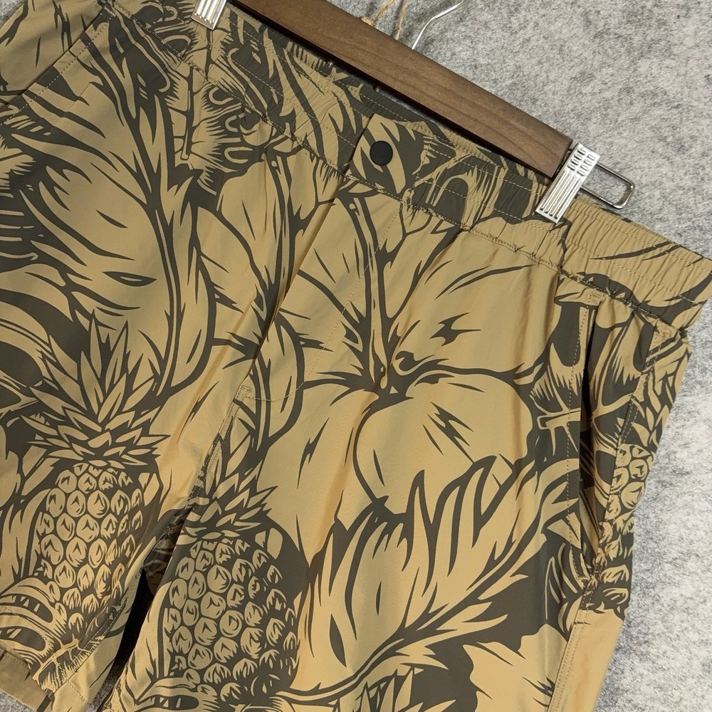 Path Projects Hybrid Shorts Mens XL Brown Floral Pockets Stretch 6.5" Inseam